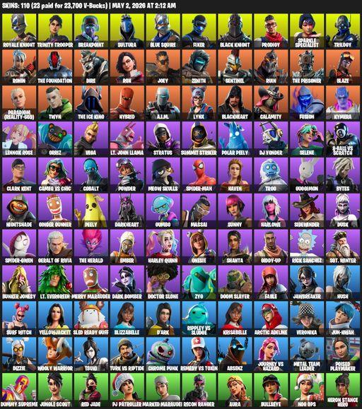 [PC/PSN/XBOX] | 110 skins | 1050 V-bucks | Floss | Black Knight | Sparkle Specialist | Royale Knight | Blue Squire | Trinity Trooper | Breakpoint | Full Access