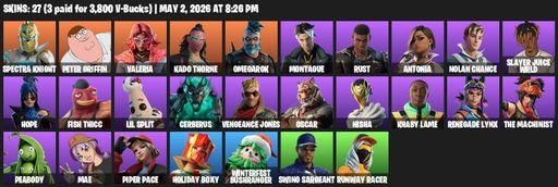 [PC/PSN] | 27 skins | Spectra Knight | Peter Griffin | Valeria | Kado Thorne | Omegarok | Montague | Rust | Antonia | Nolan Chance | Slayer Juice WRLD | Full Access
