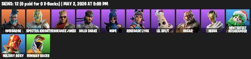 [PC/PSN] | 12 skins | Omegarok | Spectra Knight | Vengeance Jones | Solid Snake | Hope | Renegade Lynx | Lil Split | Oscar | Nisha | Full Access
