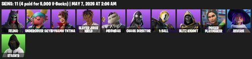 [PC/PSN] | 11 skins | Felina | Undercover Skye | Dynamo TNTina | Slayer Juice WRLD | Meowdas | Chaos Director | 1-Ball | Blitz Knight | Full Access