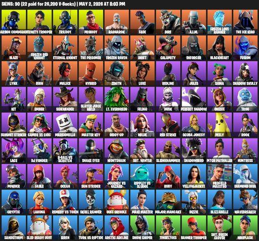 [PC/XBOX] | 90 skins | Reaper Axe | Carbon Commando | Trinity Trooper | Trilogy | Prodigy | Ragnarok | Fade | Dire | A.I.M. | Frozen Love Ranger | Full Access