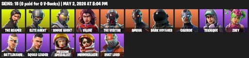 [PC/XBOX] | 15 skins | Take The L | The Reaper | Elite Agent | Omega | Rogue Agent | Valor | The Visitor | Dark Voyager | Carbide | Teknique | Zoey | Full Access