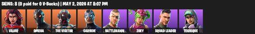[PC/PSN/XBOX] | 8 skins | Omega | Valor | The Visitor | Carbide | Battlehawk | Zoey | Squad Leader | Teknique | Onslaught | Positron | Lollipopper | Full Access