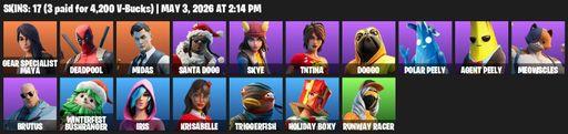 [PC/PSN] | 17 skins | Gear Specialist Maya | Deadpool | Midas | Santa Dogg | Skye | TNTina | Doggo | Polar Peely | Agent Peely | Meowscles | Brutus | Full Access