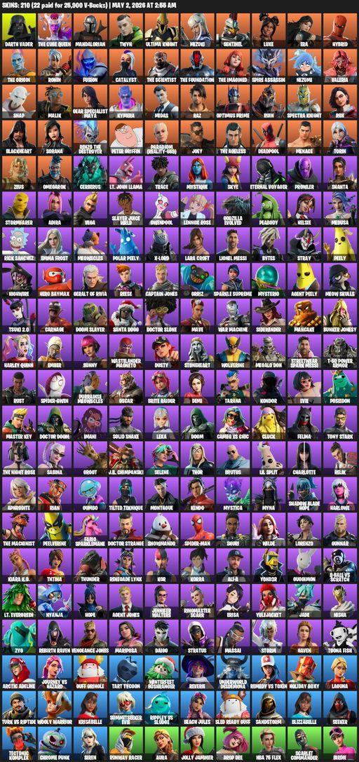 [PC/PSN/XBOX] | 210 skins | Lara Croft | Darth Vader | The Cube Queen | Mandalorian | Twyn | Ultima Knight | Mizuki | Sentinel | Luxe | Era | Hybrid | Full Access