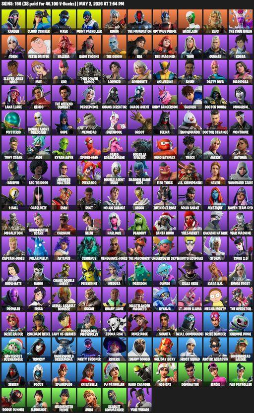 [PC] | 156 skins | Reaper Axe | Xander | Cloud Striker | Fixer | Point Patroller | Ronin | The Foundation | Optimus Prime | Backlash | Zeus | Full Access