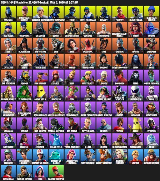 [PC] | 104 skins | OG STW | Omega | Sultura | Rose Team Leader | Blizzard Bomber | Carbon Commando | Fixer | Point Patroller | Trilogy | Prodigy | Full Access