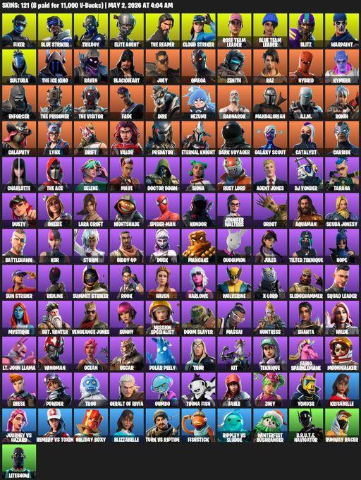 [PC/XBOX] | 121 skins | Leviathan Axe | Take The L | OG STW | The Reaper | Elite Agent | Omega | Lara Croft | Fixer | Blue Striker | Trilogy | Full Access