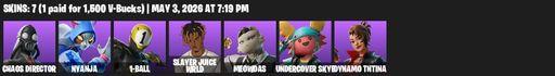 [PC/PSN/XBOX] | 7 skins | Chaos Director | Nyanja | 1-Ball | Slayer Juice WRLD | Meowdas | Undercover Skye | Dynamo TNTina | The Destroyer's Destroyer | Full Access
