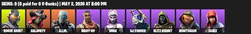 [PC/PSN] | 9 skins | Rogue Agent | Calamity | A.I.M. | Giddy-up | Dusk | DJ Yonder | Blitz Knight | Nightshade | Fable | Reckoning | Full Access