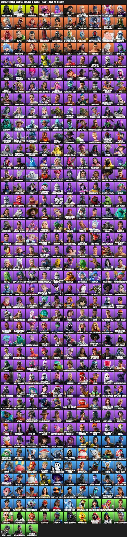 [PC/PSN/XBOX] | 413 skins | Lara Croft | Darth Vader | Rogue Spider Knight | John Wick | Mecha Cuddle Master | Kymera | Era | Paradigm (Reality-659) | Full Access