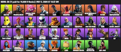 [PC/PSN/XBOX] | 39 skins | Leviathan Axe | Kratos | Mandalorian | Cuddle Team Leader | Midas | Fade | Deadpool | Predator | Gear Specialist Maya | Full Access