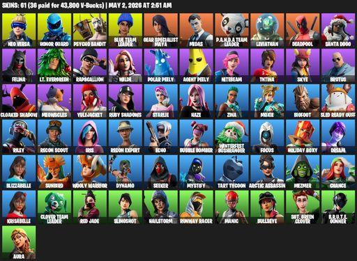 [PC/XBOX] | 61 skins | Honor Guard | Neo Versa | Psycho Bandit | Blue Team Leader | Gear Specialist Maya | Midas | P.A.N.D.A Team Leader | Leviathan | Full Access
