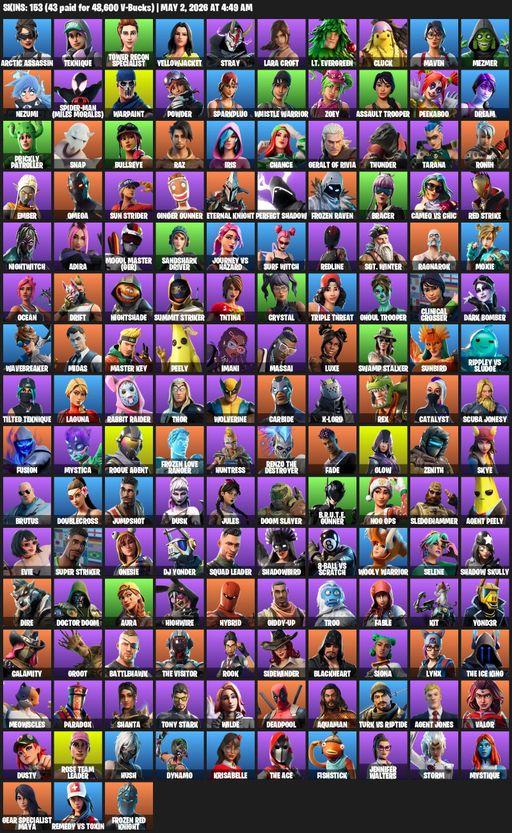 [PC/PSN/XBOX] | 153 skins | OG STW | Omega | Lara Croft | Arctic Assassin | Teknique | Tower Recon Specialist | Yellowjacket | Stray | Lt. Evergreen | Full Access