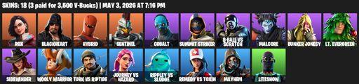 [PC/XBOX] | 18 skins | Rox | Blackheart | Hybrid | Sentinel | Cobalt | Summit Striker | 8-Ball vs Scratch | Malcore | Bunker Jonesy | Lt. Evergreen | Full Access
