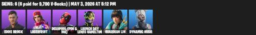 [PC/PSN/XBOX] | 6 skins | Eddie Brock | Loserfruit | Deadpool (Pen & Ink) | Launch Day Lewis Hamilton | Guardian Lin | Dynamic Hush | Symbiote Scythe | Full Access