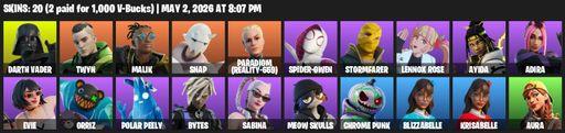 [PC] | 20 skins | Darth Vader | Twyn | Malik | Snap | Paradigm (Reality-659) | Spider-Gwen | Stormfarer | Lennox Rose | Ayida | Adira | Evie | Grriz | Full Access