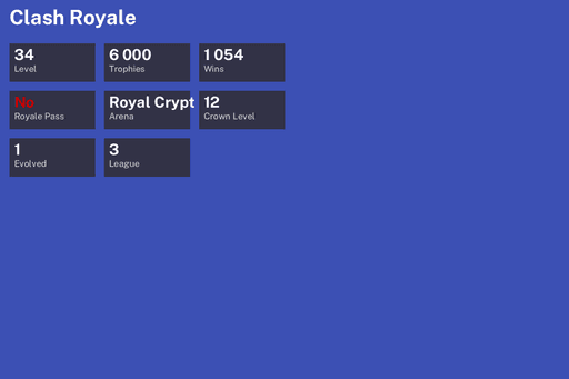 [KT12] | Level 34 | 6000 Trophies | Royal Crypt | 1054 Wins | 1 Evol. | BS Lv.92 | Full Access