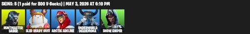 [PC/PSN] | 5 skins | Huntmaster Saber | Sled Ready Guff | Arctic Adeline | Underworld Desdemona | Snow Sniper | Synchronous Sai | Full Access