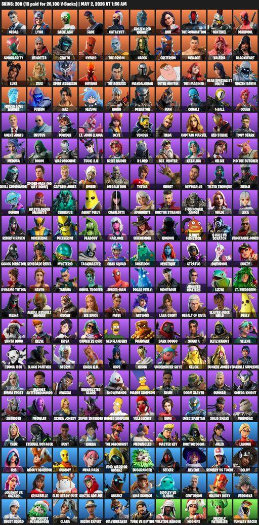 [PC/PSN/XBOX] | 200 skins | Merry Mint Axe | Lara Croft | Midas | Lynx | Backlash | Fade | Catalyst | Frozen Red Knight | Rox | The Foundation | Full Access