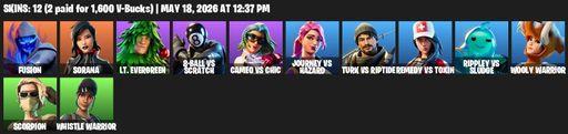 [PC/PSN/XBOX] | 12 skins | Merry Mint Axe | Fusion | Sorana | Lt. Evergreen | 8-Ball vs Scratch | Cameo vs Chic | Journey vs Hazard | Turk vs Riptide | Full Access