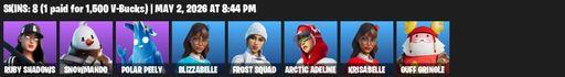 [PC/PSN/XBOX] | 8 skins | Ruby Shadows | Snowmando | Polar Peely | Blizzabelle | Frost Squad | Arctic Adeline | Krisabelle | Guff Gringle | Full Access