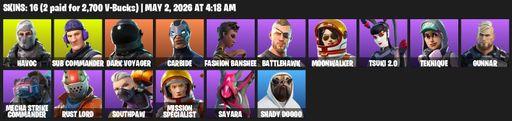[PC/PSN/XBOX] | 16 skins | 1300 V-bucks | Take The L | Havoc | Sub Commander | Dark Voyager | Carbide | Fashion Banshee | Battlehawk | Moonwalker | Full Access