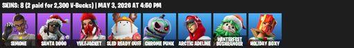 [PC/PSN/XBOX] | 8 skins | Simone | Santa Dogg | Yulejacket | Sled Ready Guff | Chrome Punk | Arctic Adeline | Winterfest Bushranger | Holiday Boxy | Full Access
