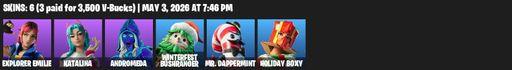 [PC/PSN/XBOX] | 6 skins | Explorer Emilie | Katalina | Andromeda | Winterfest Bushranger | Mr. Dappermint | Holiday Boxy | Kat Claws | Full Access