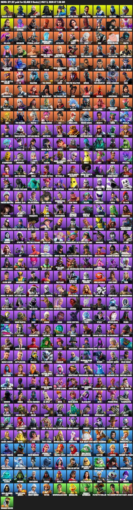 [PC/XBOX] | 371 skins | Leviathan Axe | Travis Scott | Omega | Lara Croft | Trilogy | Kratos | Darth Vader | Cloud Striker | Astro Jack | John Wick | Full Access