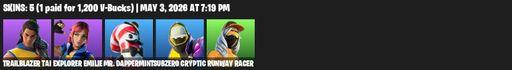 [PC/XBOX] | 5 skins | Trailblazer Tai | Explorer Emilie | Mr. Dappermint | Subzero Cryptic | Runway Racer | Nanner Bashers | Backup Blades | Full Access
