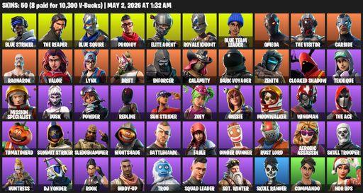 [PC/PSN/XBOX] | 50 skins | Take The L | Royale Knight | The Reaper | Elite Agent | Blue Squire | Omega | Blue Striker | Prodigy | Blue Team Leader | Full Access