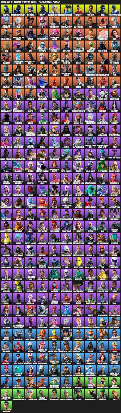 [PC/XBOX] | 331 skins | Raider's Revenge | Renegade Raider | Lara Croft | Sultura | Carbon Commando | Neo Versa | Trilogy | Blizzard Bomber | Full Access