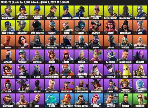 [PC/PSN/XBOX] | 70 skins | Floss | Take The L | OG STW | Black Knight | Sparkle Specialist | Royale Knight | The Reaper | Elite Agent | Blue Squire | Full Access
