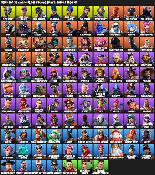 [PC] | 107 skins | Take The L | OG STW | The Reaper | Elite Agent | Omega | Rose Team Leader | Blue Striker | Warpaint | Blue Team Leader | Full Access