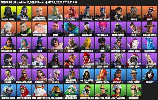 [PC/XBOX] | 59 skins | Darth Vader | Xander | Paradigm (Reality-659) | Spectra Knight | Valeria | Omegarok | Optimus Prime | Era | Malik | Blaze | Full Access