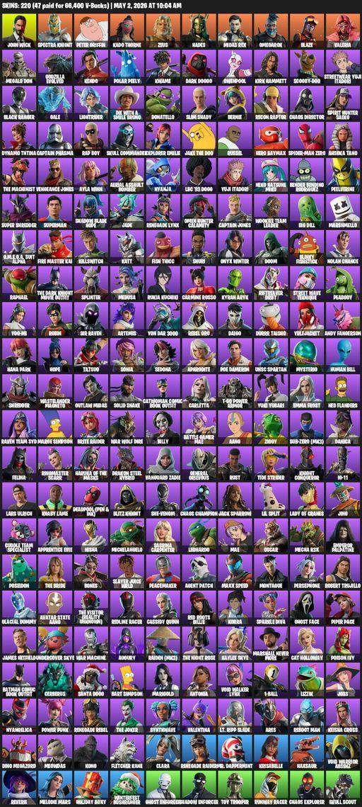 [PC/XBOX] | 220 skins | Renegade Raider | John Wick | Spectra Knight | Peter Griffin | Kado Thorne | Zeus | Hades | Midas Rex | Omegarok | Blaze | Full Access