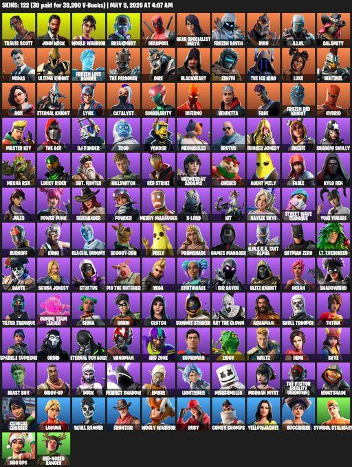 [PC/PSN/XBOX] | 122 skins | Travis Scott | John Wick | World Warrior | Breakpoint | Deadpool | Gear Specialist Maya | Frozen Raven | Ruin | A.I.M. | Full Access