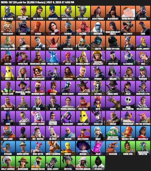 [PC/PSN/XBOX] | 107 skins | Take The L | OG STW | The Reaper | Elite Agent | Blue Squire | Rose Team Leader | Warpaint | Rogue Agent | Kado Thorne | Full Access