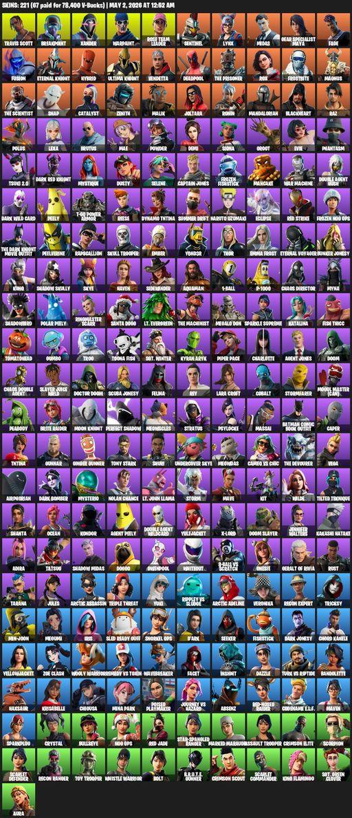 [PC/PSN/XBOX] | 221 skins | 500 V-bucks | OG STW | Travis Scott | Lara Croft | Breakpoint | Xander | Warpaint | Rose Team Leader | Sentinel | Lynx | Full Access