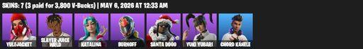 [PC/PSN/XBOX] | 7 skins | Yulejacket | Slayer Juice WRLD | Katalina | Burnoff | Santa Dogg | Yuki Yubari | Chord Kahele | Crimson Polestar | Full Access
