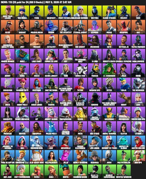 [PC] | 119 skins | OG STW | Lara Croft | Reaper Axe | Rose Team Leader | Neo Versa | Fixer | Warpaint | Point Patroller | Blizzard Bomber | Sultura | Full Access