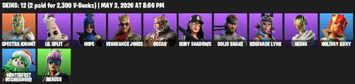 [PC/PSN/XBOX] | 12 skins | Spectra Knight | Lil Split | Hope | Vengeance Jones | Oscar | Ruby Shadows | Solid Snake | Renegade Lynx | Nisha | Full Access