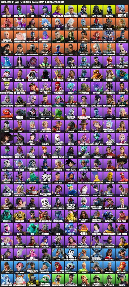 [PC/PSN/XBOX] | 220 skins | Lara Croft | Ghoul Trooper | Kor | Fresh Aura | Victor Elite | Blizzard Bomber | Xander | Darth Vader | Sultura | Full Access