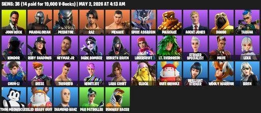 [PC/PSN/XBOX] | 35 skins | Lara Croft | John Wick | Mandalorian | Predator | Raz | Menace | Spire Assassin | Mancake | Agent Jones | Doggo | Tarana | Full Access