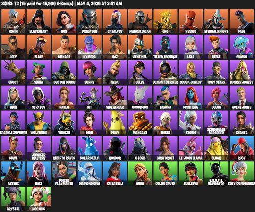 [PC/PSN/XBOX] | 72 skins | Lara Croft | Ronin | Blackheart | Rox | Predator | Catalyst | Mandalorian | Oro | Hybrid | Eternal Knight | Fade | Joey | Full Access