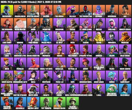 [PC/XBOX] | 76 skins | Lara Croft | Breakpoint | Mandalorian | Spectra Knight | Valeria | The Origin | Galaxia | The Foundation | Kymera | Omegarok | Full Access