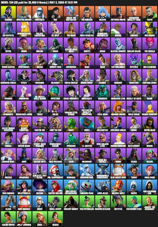 [PC/XBOX] | 134 skins | Xander | Spectra Knight | Frostbite | Era | Renzo the Destroyer | The Ageless | Nezumi | Optimus Prime | Full Access