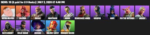 [PC/PSN/XBOX] | 15 skins | Peter Griffin | Valeria | Oscar | Montague | Nisha | Vengeance Jones | Hairpin | Hope | Pig the Butcher | Jackie | Full Access