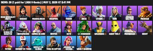 [PC/PSN/XBOX] | 26 skins | 1000 V-bucks | Gear Specialist Maya | Sorana | Mandalorian | Deadpool | Fusion | Reese | Storm | Thor | Jennifer Walters | Full Access